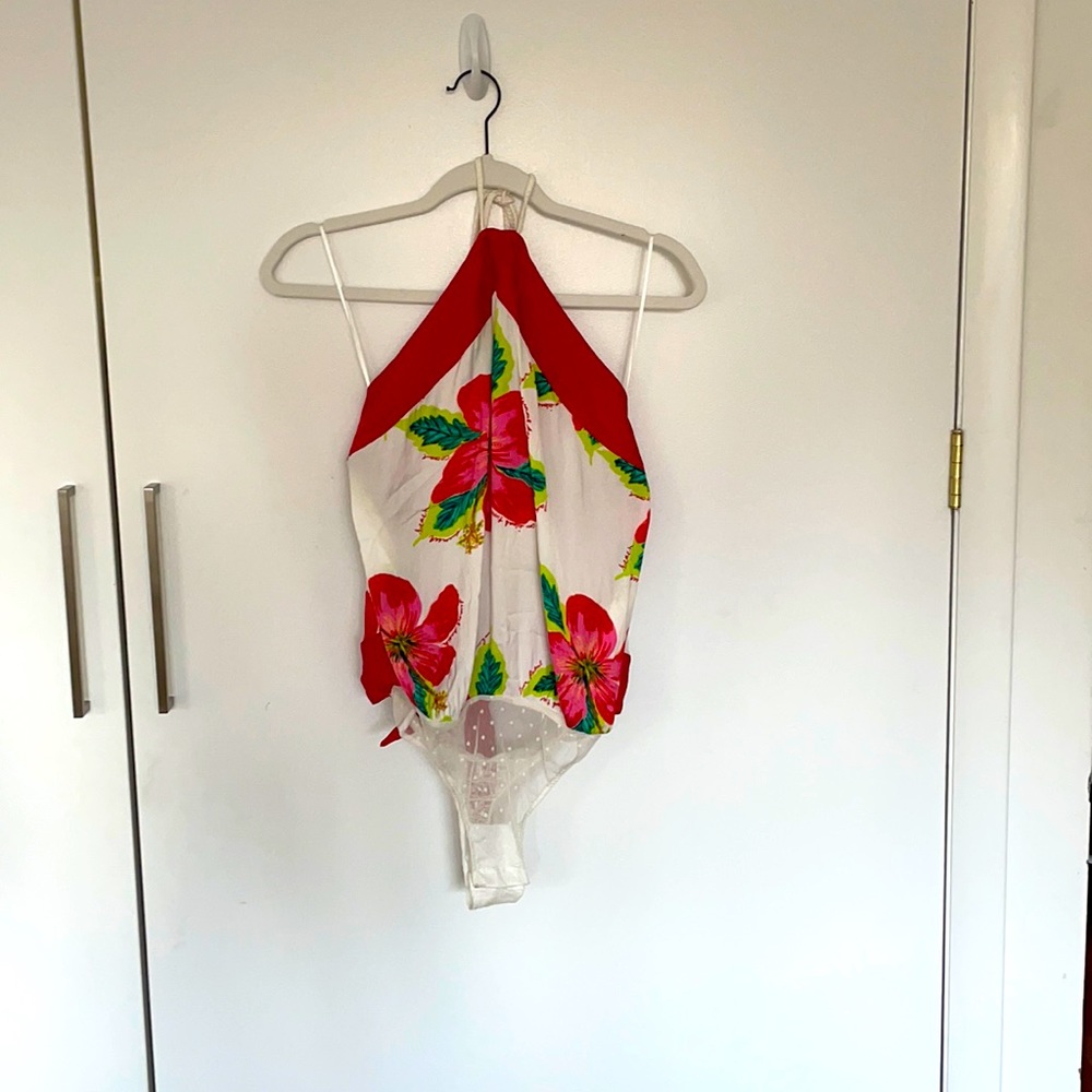 Silky floral free people bodysuit